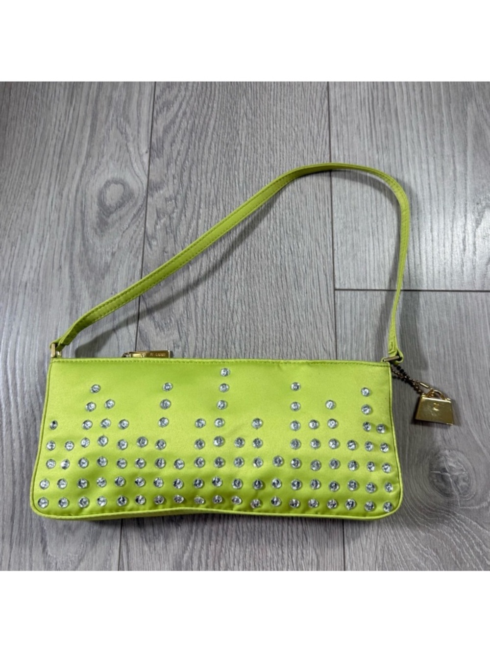 JEANNE LOTTIE Green Satin Jewelled Mini Shoulder Bag